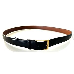 Mens Leather ANILINA Belt Brighton Solid Brass Buckle Made USA Black Size 42